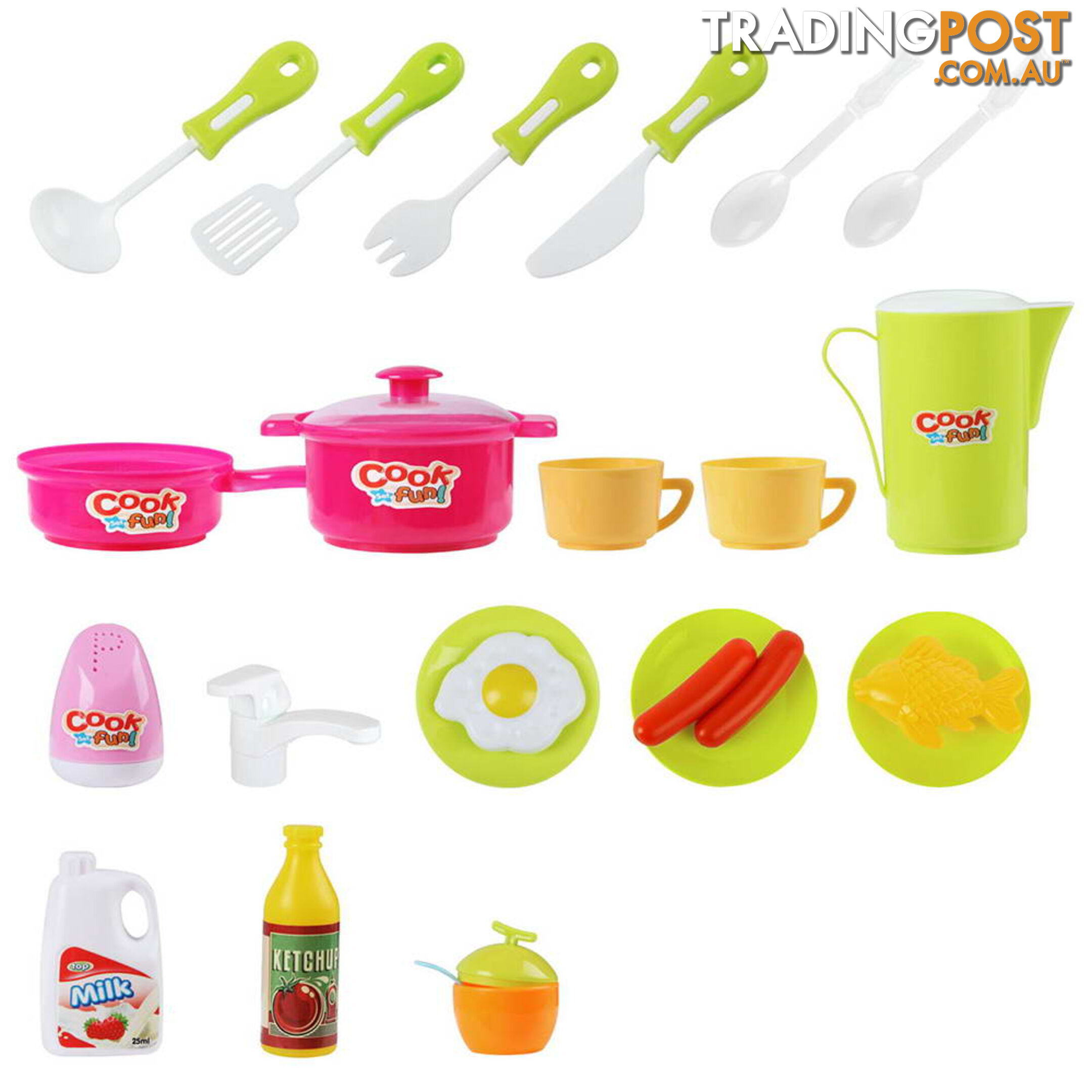 Kids Play Set Little Chef Kitchen 25 Piece - Pink