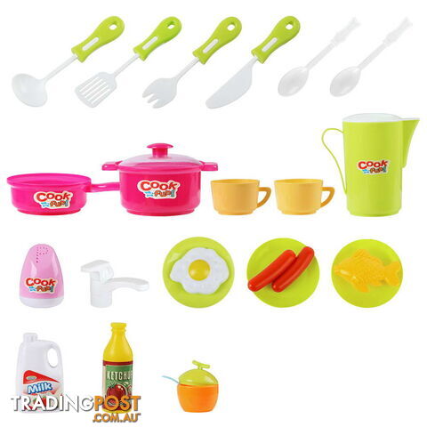 Kids Play Set Little Chef Kitchen 25 Piece - Pink