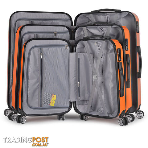 Set of 3 Hard Shell Travel Luggage with TSA Lock - Orange