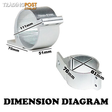 PAIR Silver Bullbar Mounting Bracket Clamp 76-81mm For LED Light Bar HID ARB - photo 4 of 4