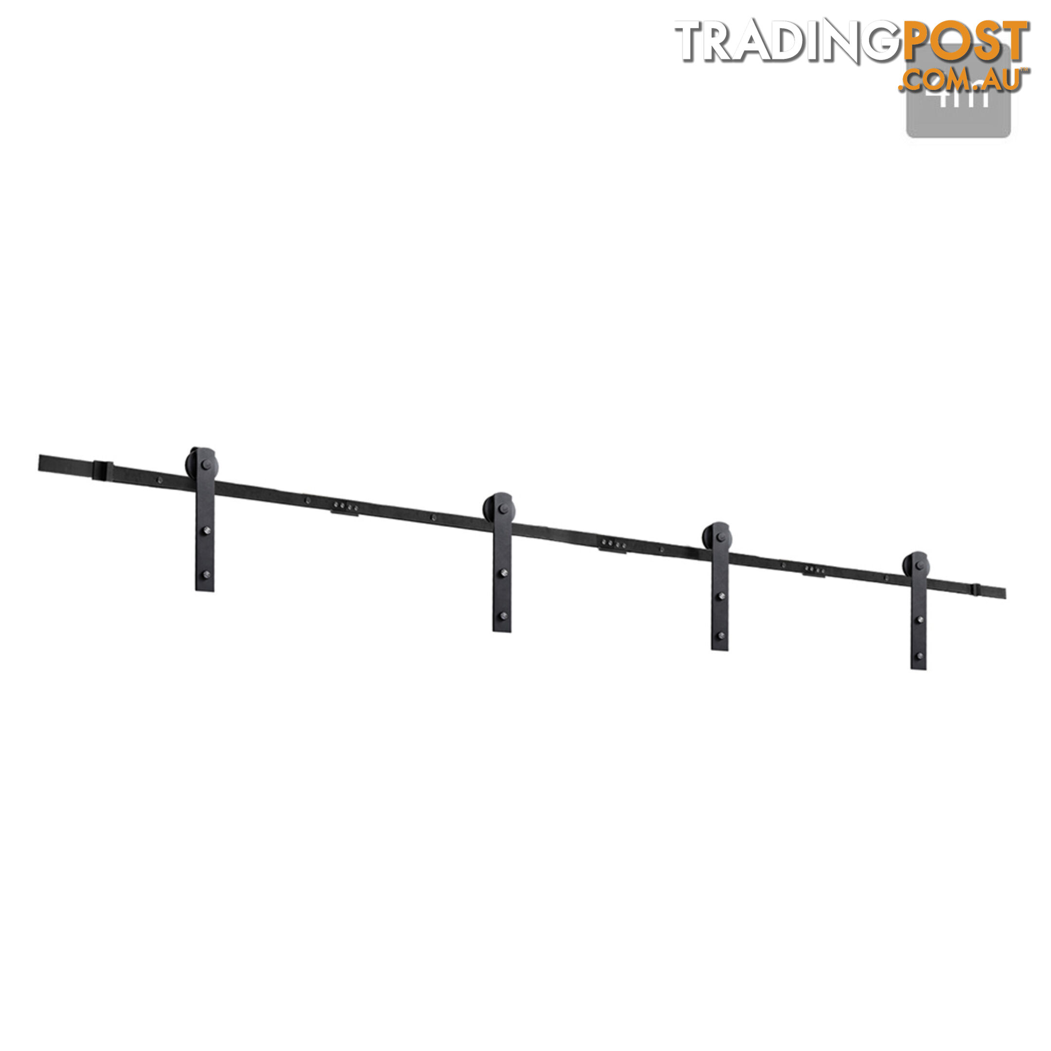 Sliding Barn Door Hardware Track Set Matte Powder Coat Steel Black - 4M