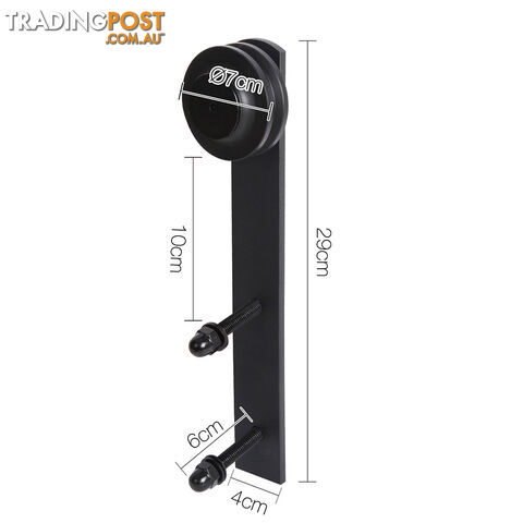 Sliding Barn Door Hardware Track Set Matte Powder Coat Steel Black - 4M