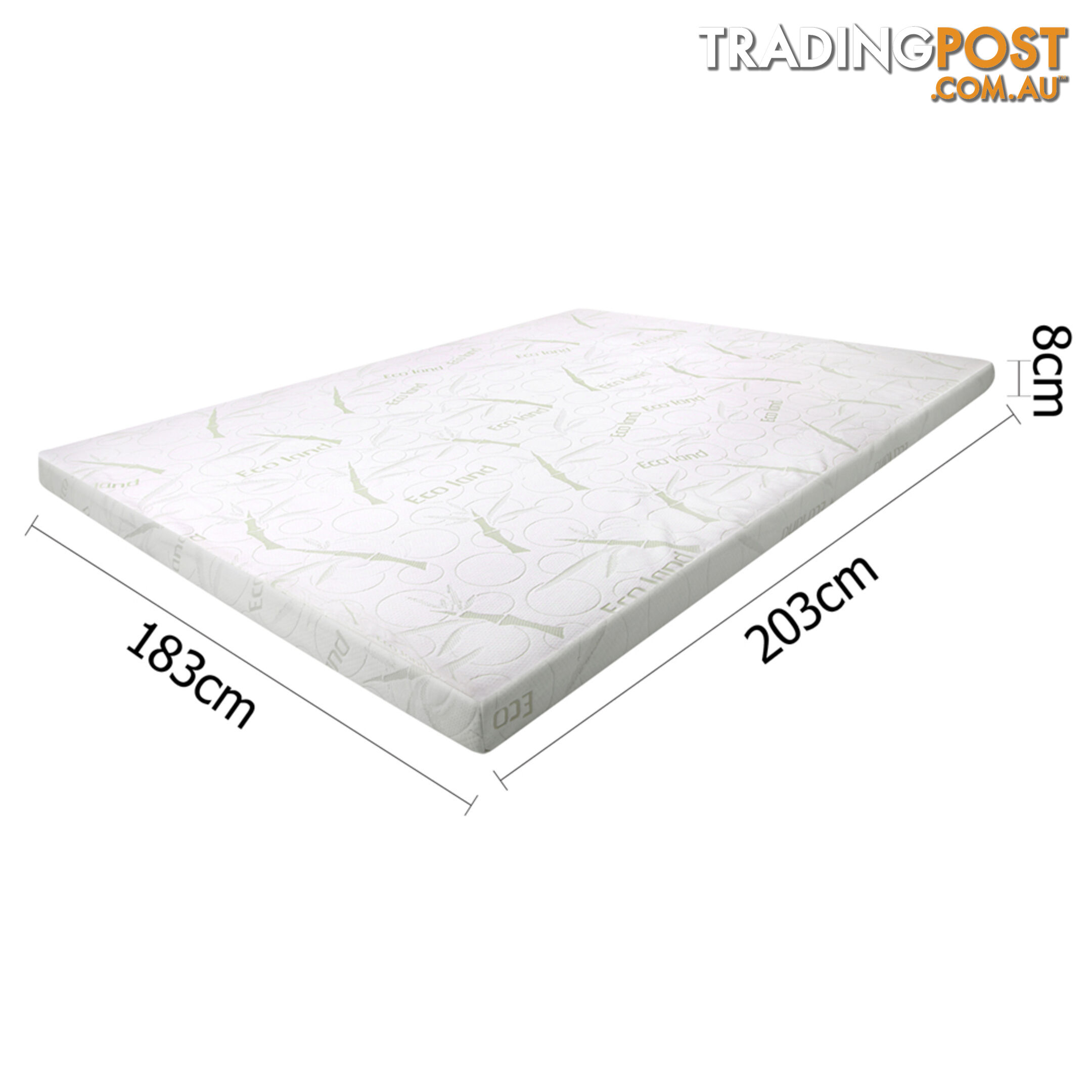 Cool Gel Memory Foam Mattress Topper w/ Bamboo Fabric Cover 8cm King