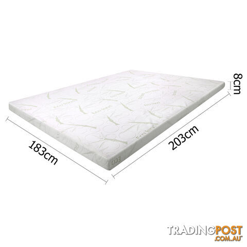 Cool Gel Memory Foam Mattress Topper w/ Bamboo Fabric Cover 8cm King