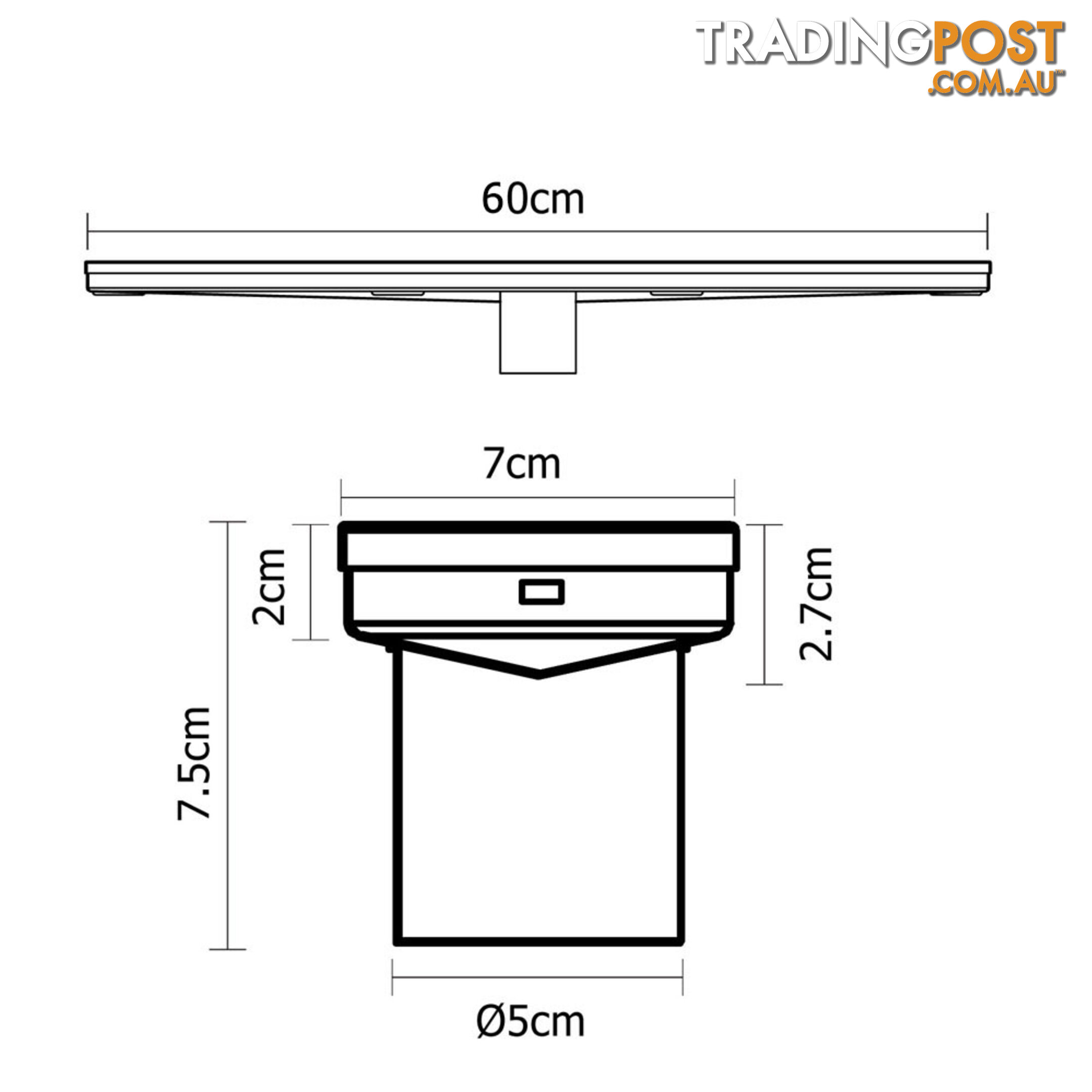 Tile Insert Stainless Steel Shower Grate Drain Floor Bathroom 600mm