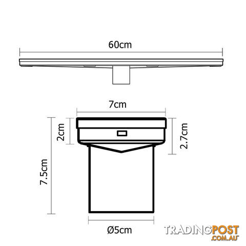 Tile Insert Stainless Steel Shower Grate Drain Floor Bathroom 600mm