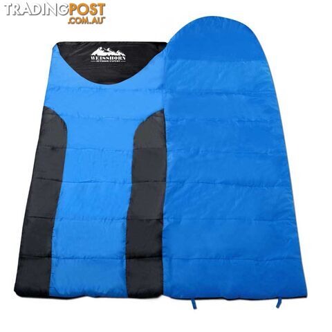 Camping Envelope Sleeping Double Bag Blue Black