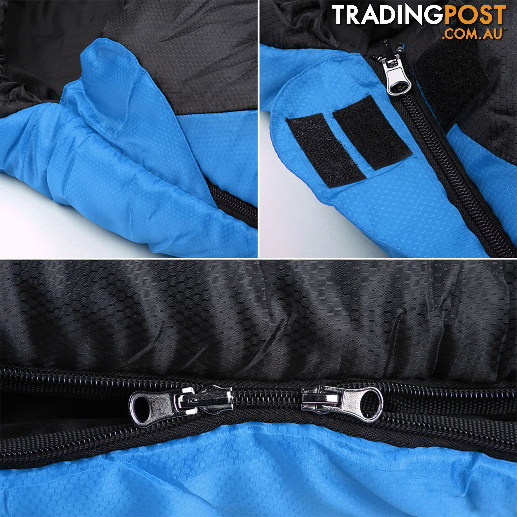 Camping Envelope Sleeping Double Bag Blue Black