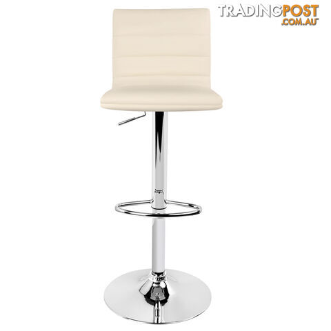 Set of 2 PU Leather Kitchen Bar Stool Beige