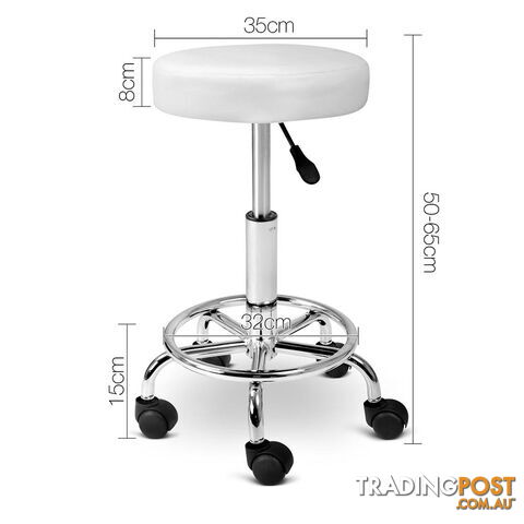 Round PU Swivel Salon Stool White - photo 2 of 7