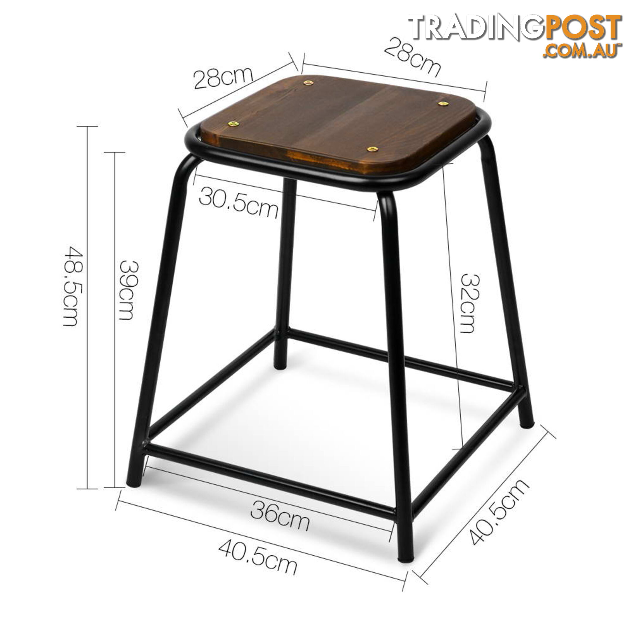 Set of 4 Stackable Wooden Seat Stools _ÑÐ 48.5CM