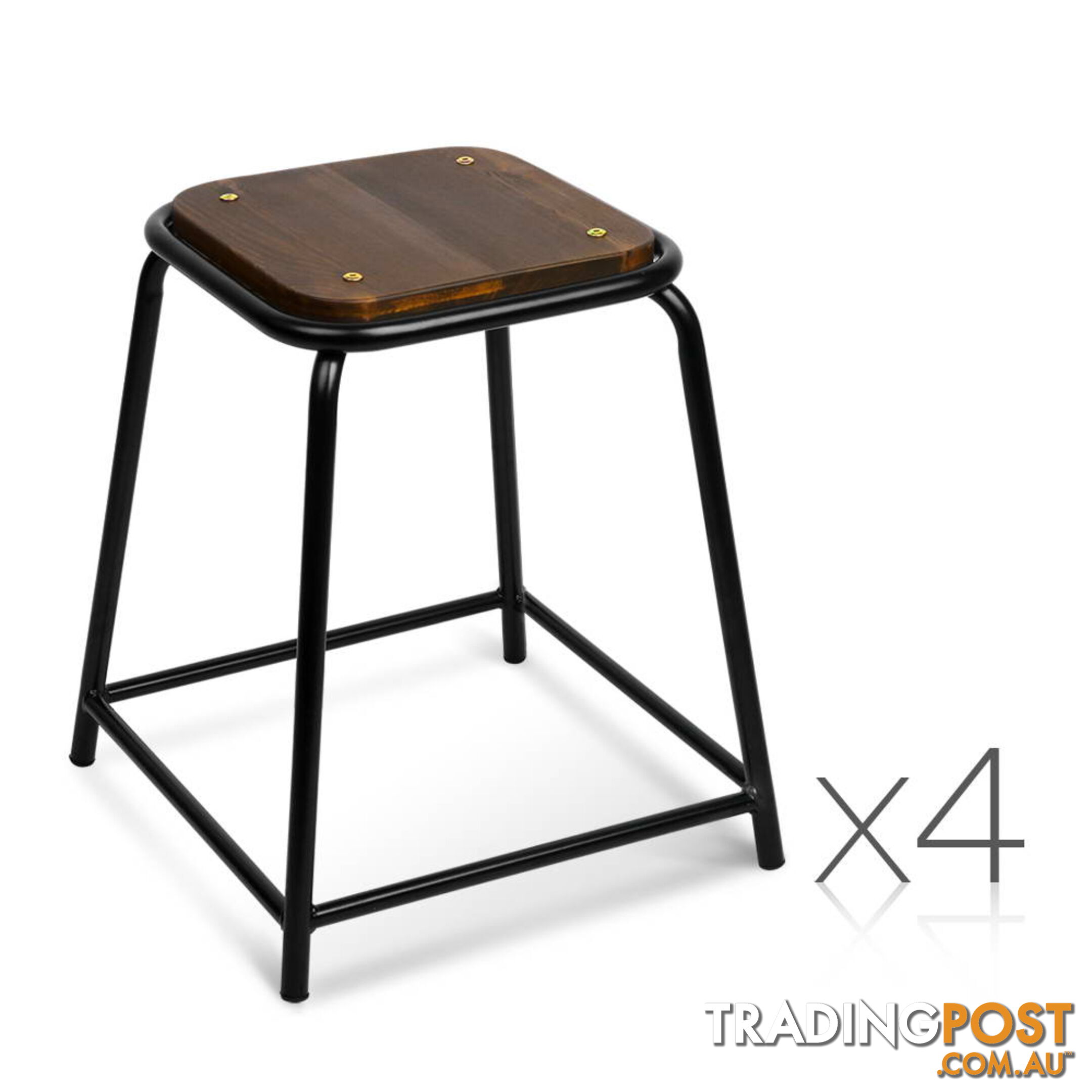 Set of 4 Stackable Wooden Seat Stools _ÑÐ 48.5CM