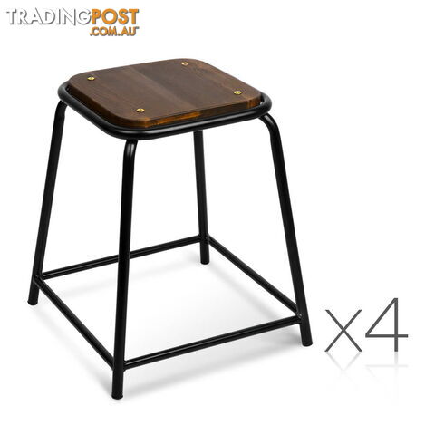 Set of 4 Stackable Wooden Seat Stools _ÑÐ 48.5CM