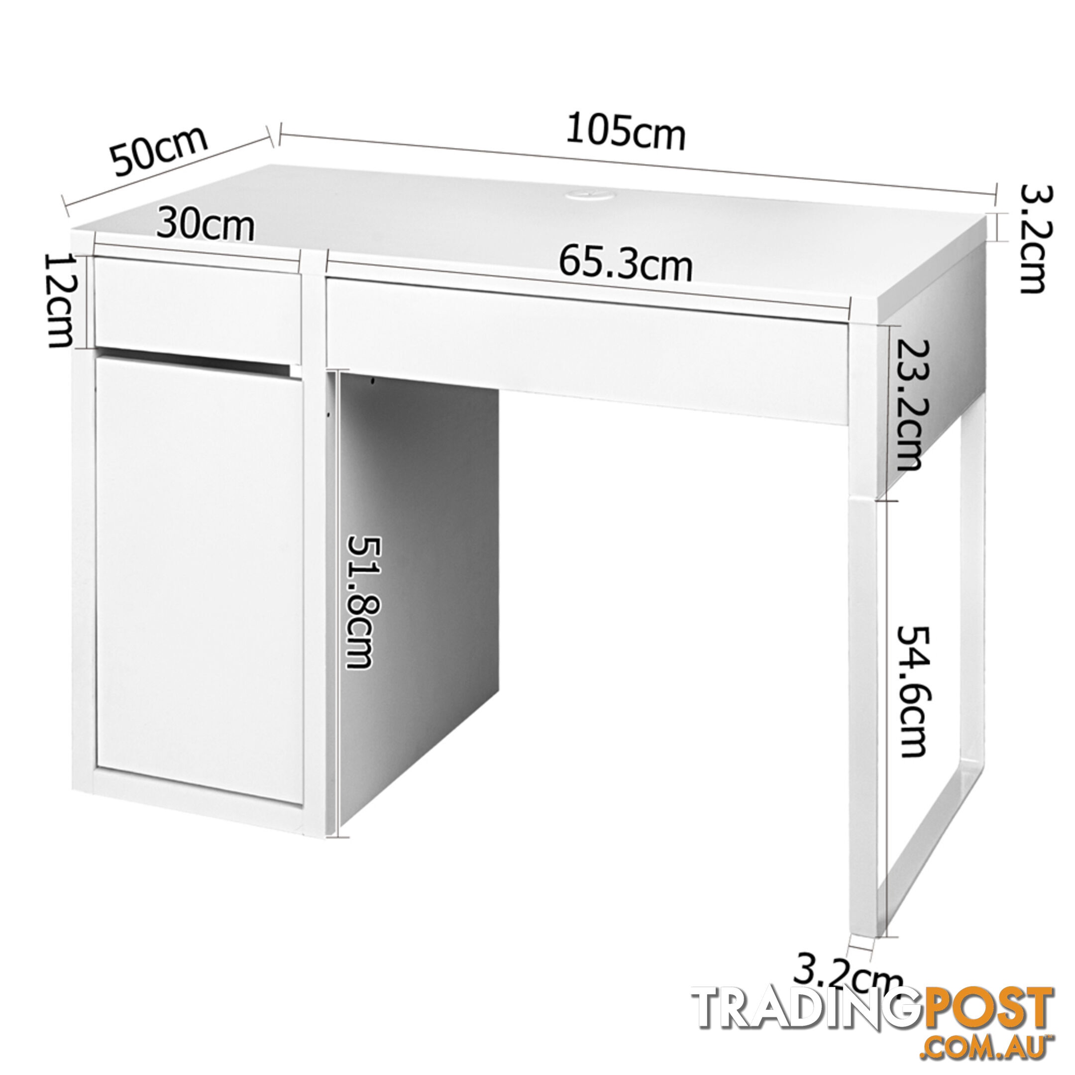 Office Study Computer Desk Cabinet White