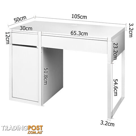 Office Study Computer Desk Cabinet White