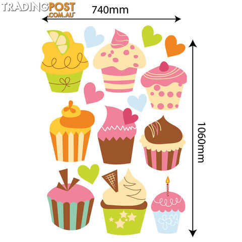 Extra Large Size Cute Cupcakes Wall Stickers - Totally Movable and Reusable - photo 2 of 3