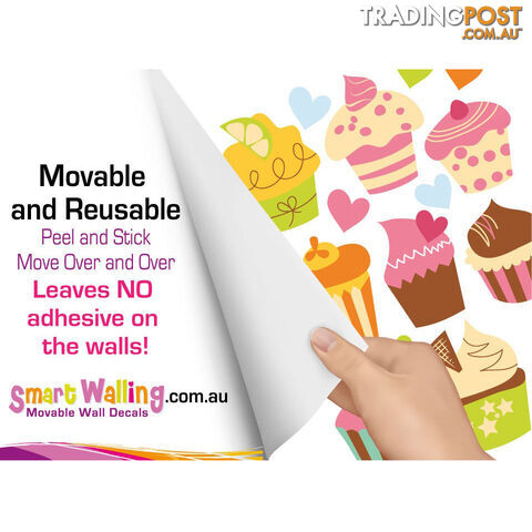 Extra Large Size Cute Cupcakes Wall Stickers - Totally Movable and Reusable - photo 3 of 3