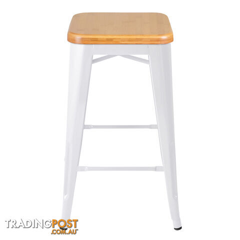 Set of 2 Replica Tolix Kitchen Bar Stool Bamboo Seat 66cm White - photo 3 of 8