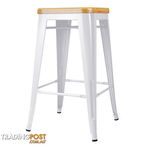 Set of 2 Replica Tolix Kitchen Bar Stool Bamboo Seat 66cm White - photo 5 of 8