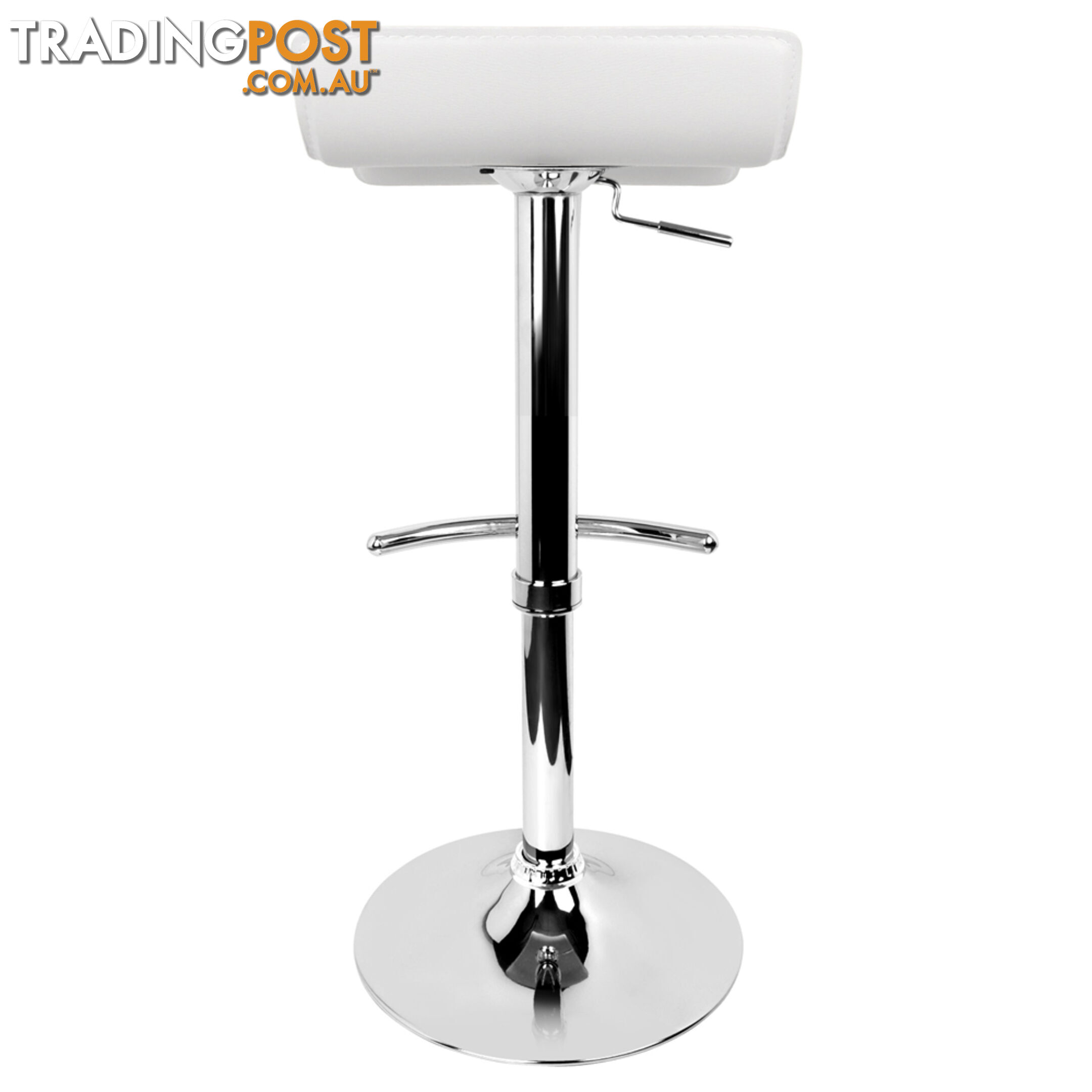 Set of 2 PVC Leather Kitchen Bar Stool White