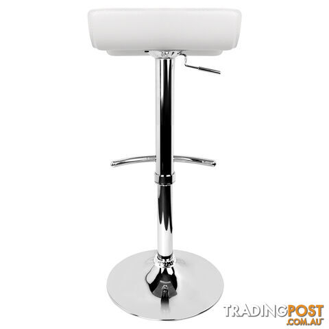 Set of 2 PVC Leather Kitchen Bar Stool White