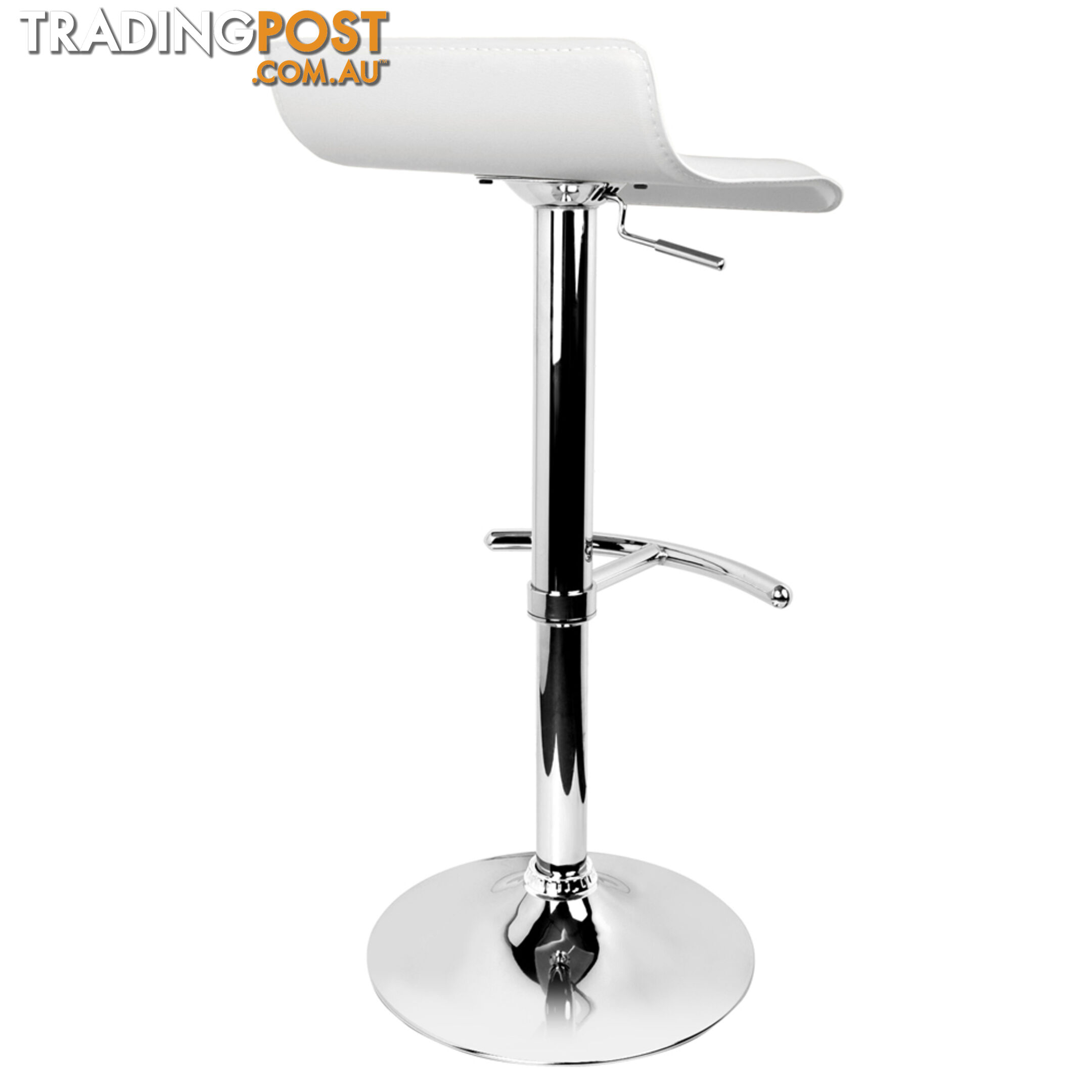 Set of 2 PVC Leather Kitchen Bar Stool White