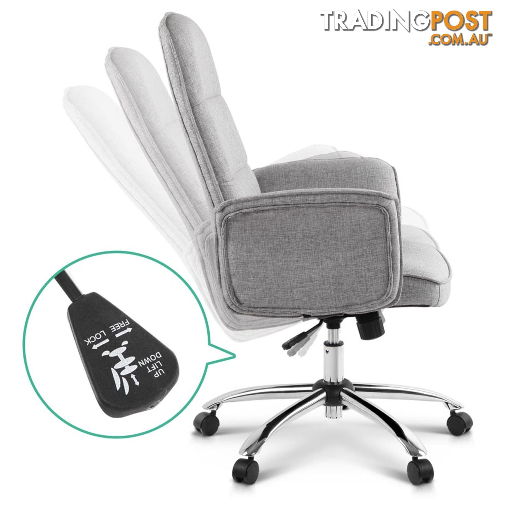 Modern Office Desk Executive Fabric Chair - Grey