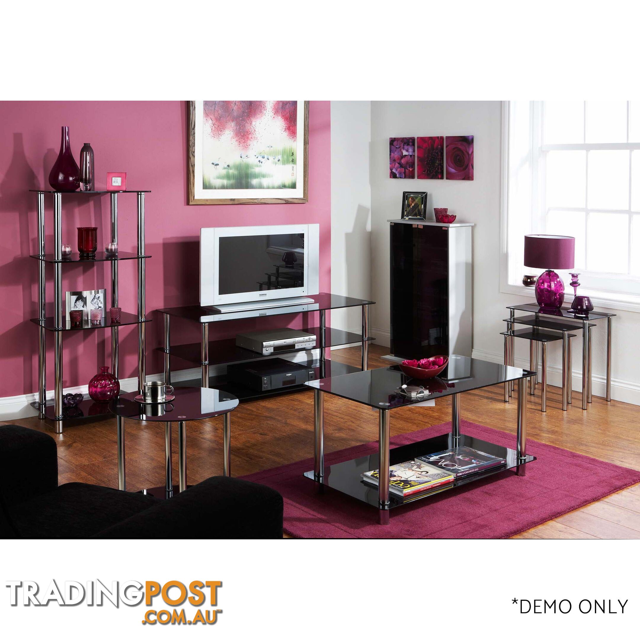 Amore Corner TV Unit 3 Shelf Black