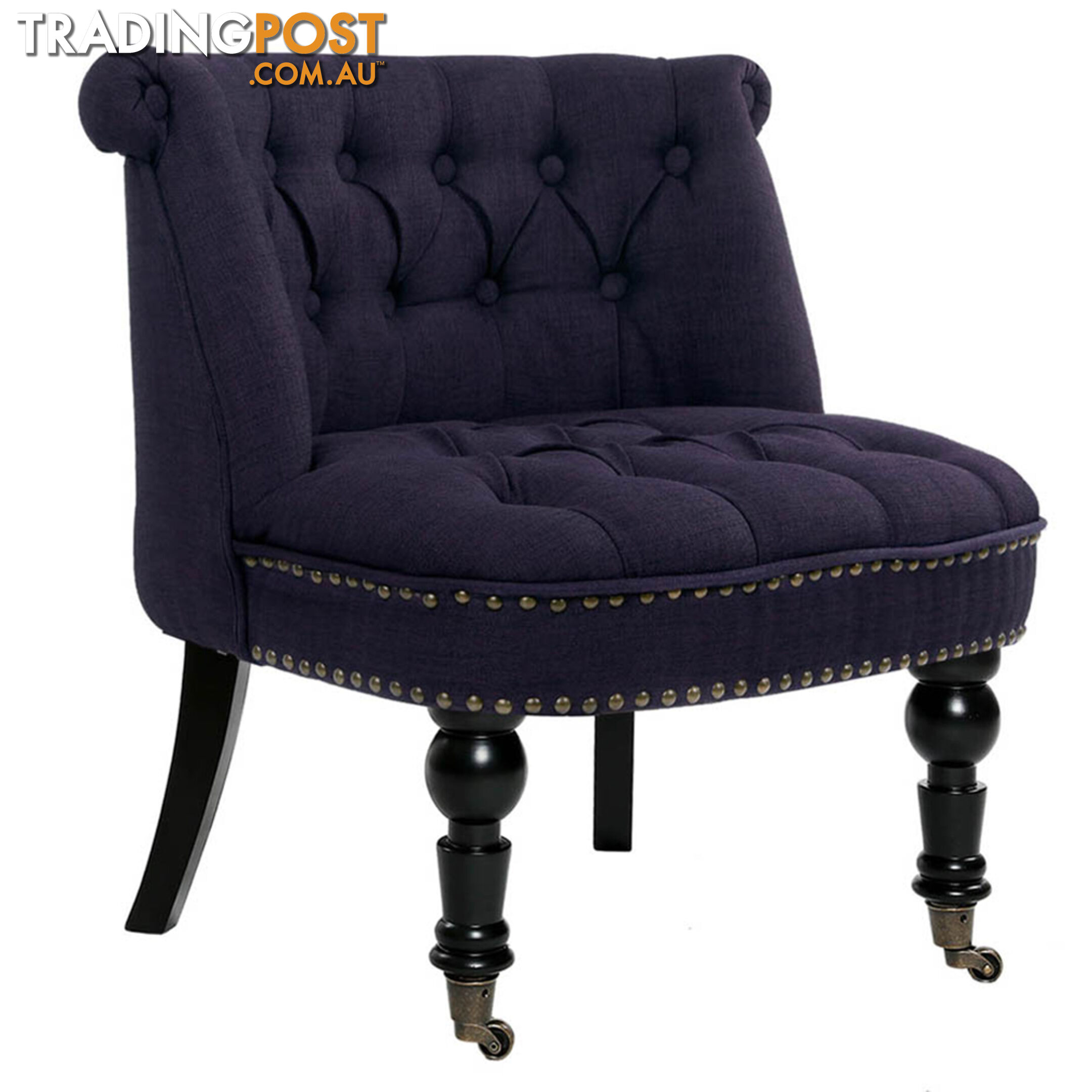 Lorraine Chair French Provincial Linen Fabric Sofa Dark Purple