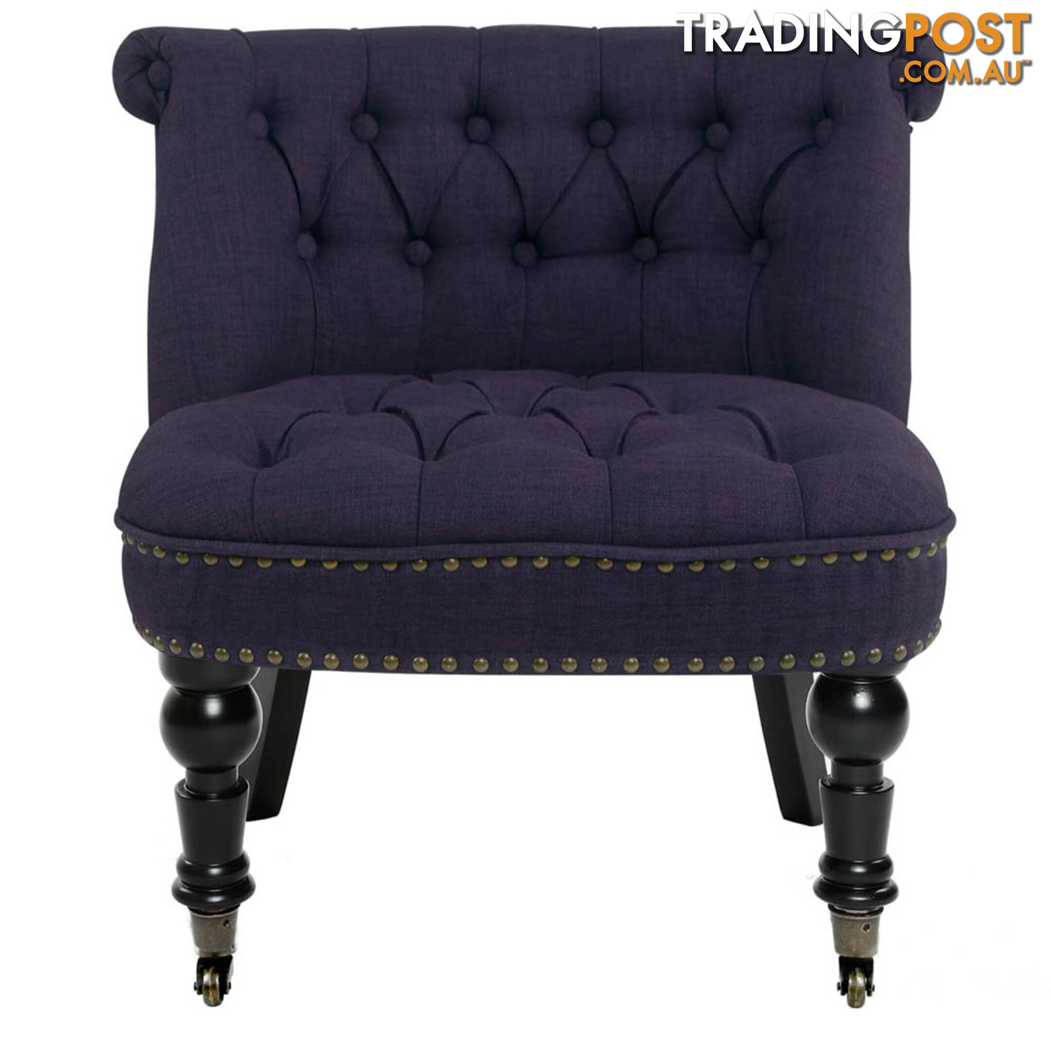 Lorraine Chair French Provincial Linen Fabric Sofa Dark Purple