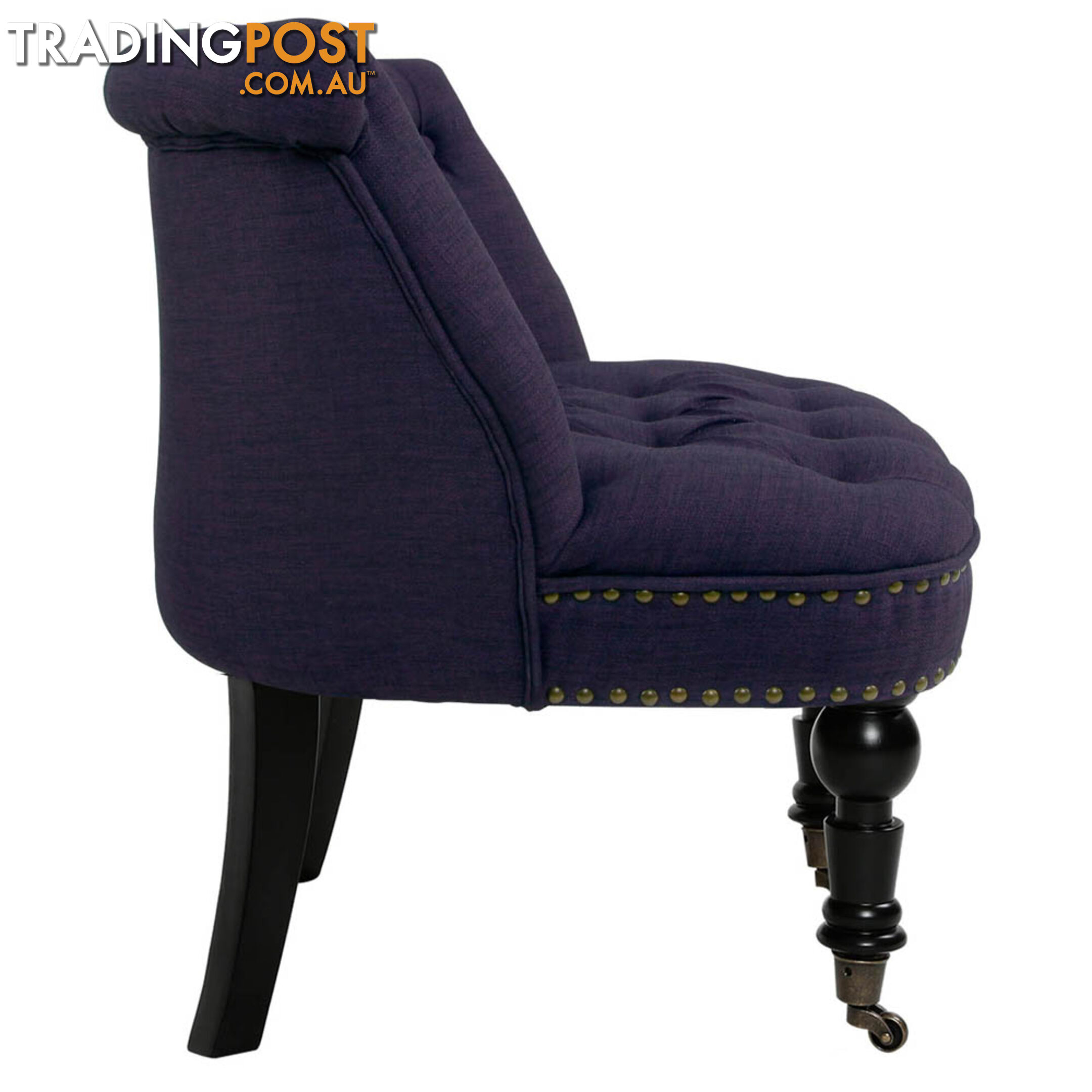 Lorraine Chair French Provincial Linen Fabric Sofa Dark Purple