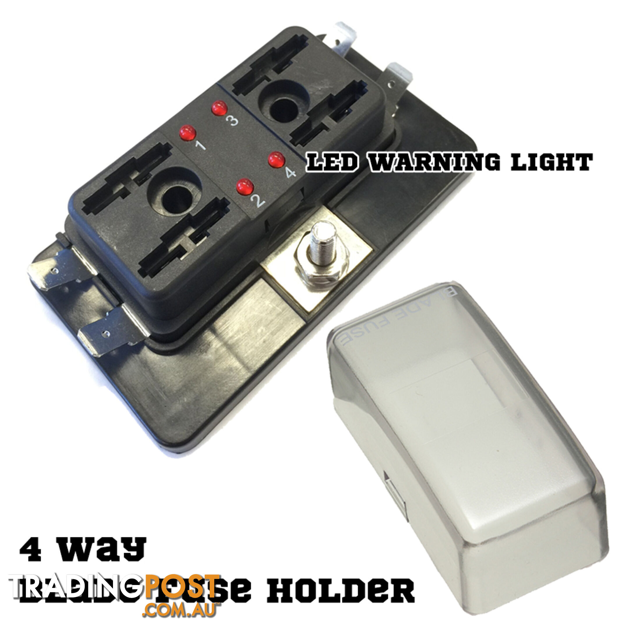 ATO 4 Way Blade Fuse Holder Box LED Light 12-32V Circuit Caravan Truck Boat 4X4