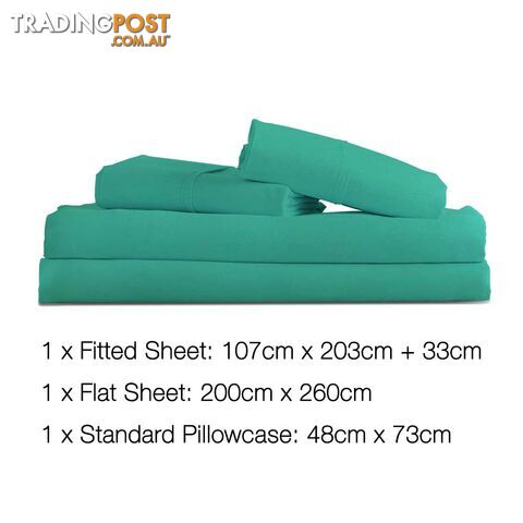 3 Piece Microfibre Sheet Set King Single_ÑÐ Aqua