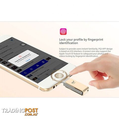 PQI iConnect Mini 6I04-064GR2001 Gold [Apple MFi] 64 GB Mobile Flash Drive w/ Lightning Connector for iPhones iPads Mac & PC USB 3.0 (6I04-064GR2001) - photo 2 of 3