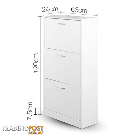 3 Drawers Chest Shoe Cabinet Storage Organizer White - photo 2 of 10