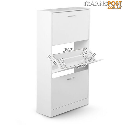 3 Drawers Chest Shoe Cabinet Storage Organizer White - photo 3 of 10