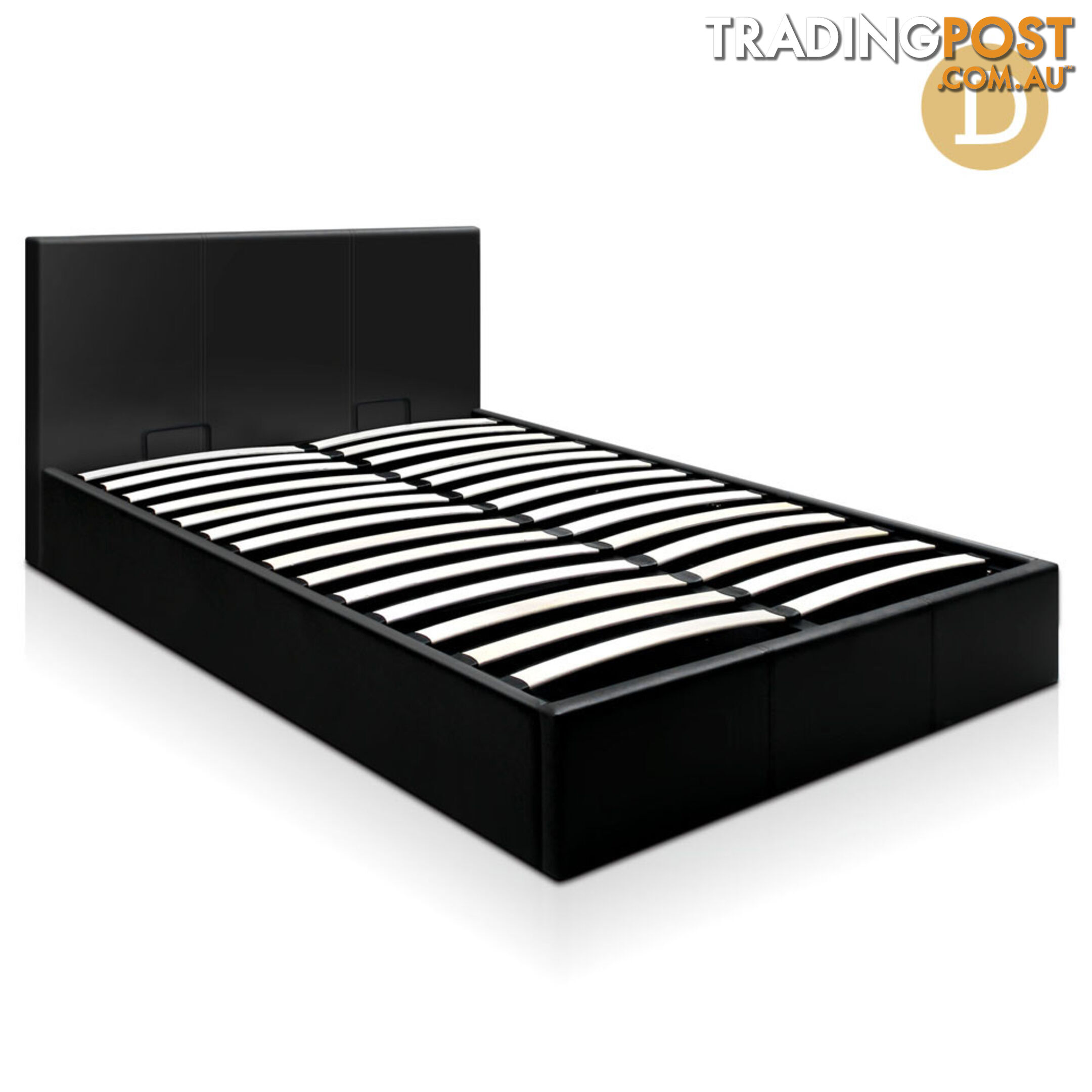 Deluxe Gas Lift PU Leather Storage Bed Frame Double Black