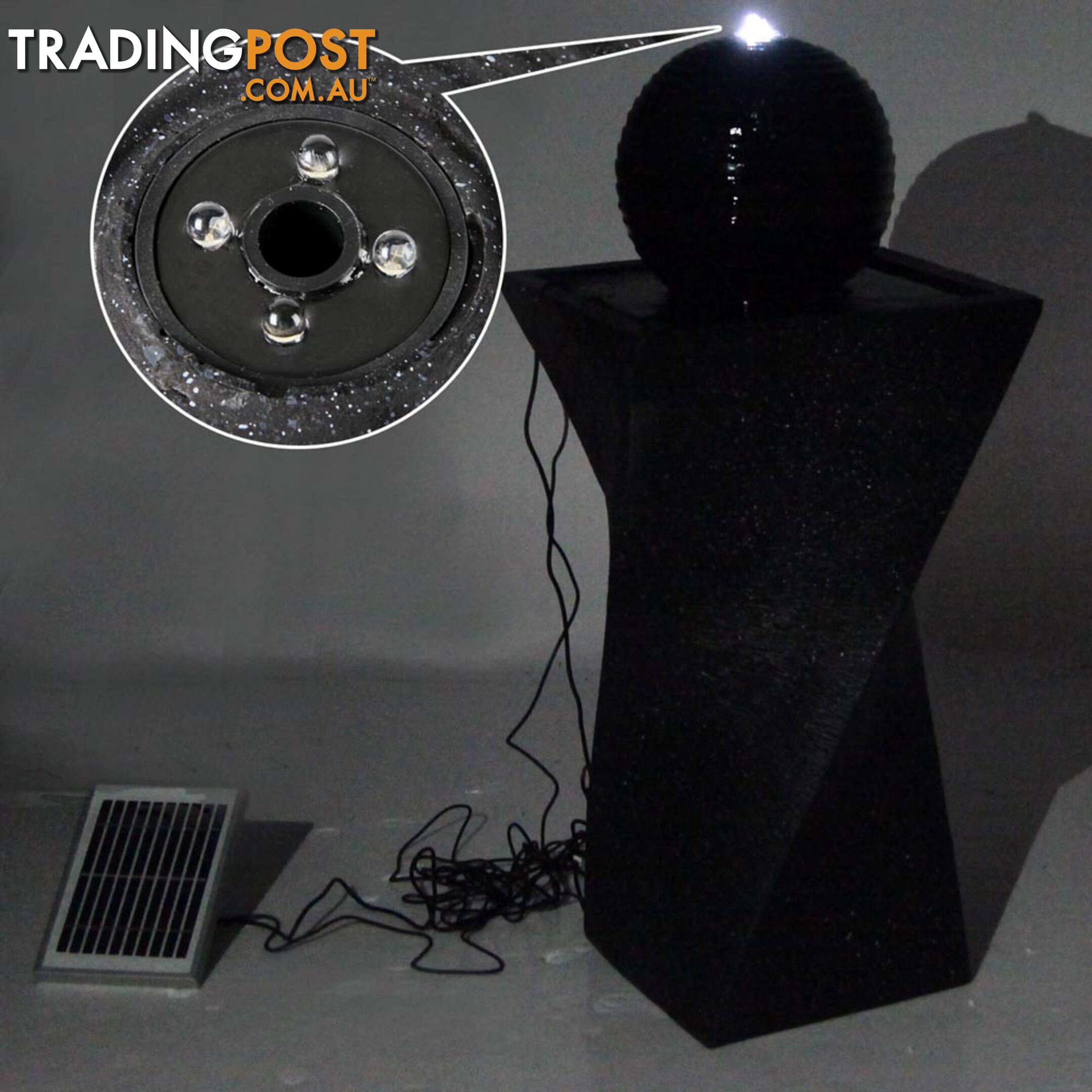 Solar Fountain Twist Design with LED Lights