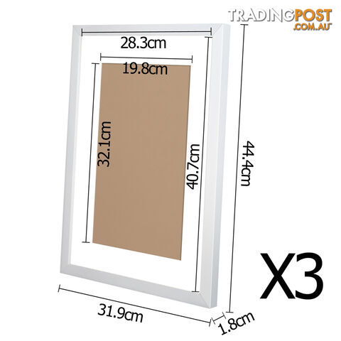 3 pcs Photo Frames Set Wall White - photo 2 of 7