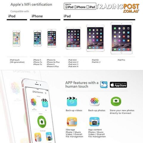 PQI iConnect Mini 6I04-128GR2001 Gold [Apple MFi] 128 GB Mobile Flash Drive w/ Lightning Connector for iPhones iPads Mac & PC USB 3.0 (6I04-128GR2001) - photo 5 of 5