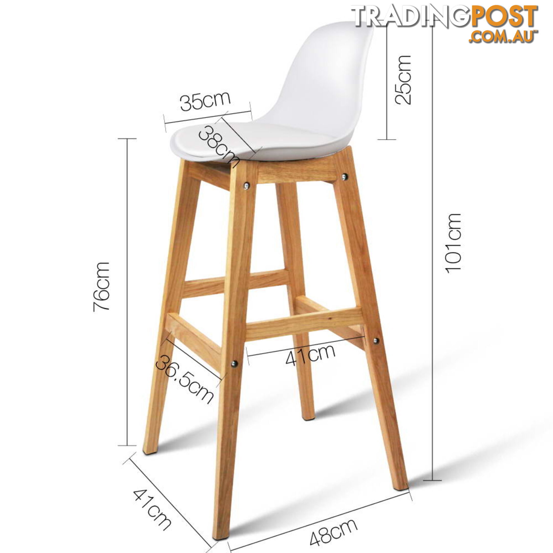 Set of 2 High Seat Back Barstools White