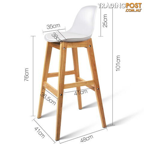 Set of 2 High Seat Back Barstools White