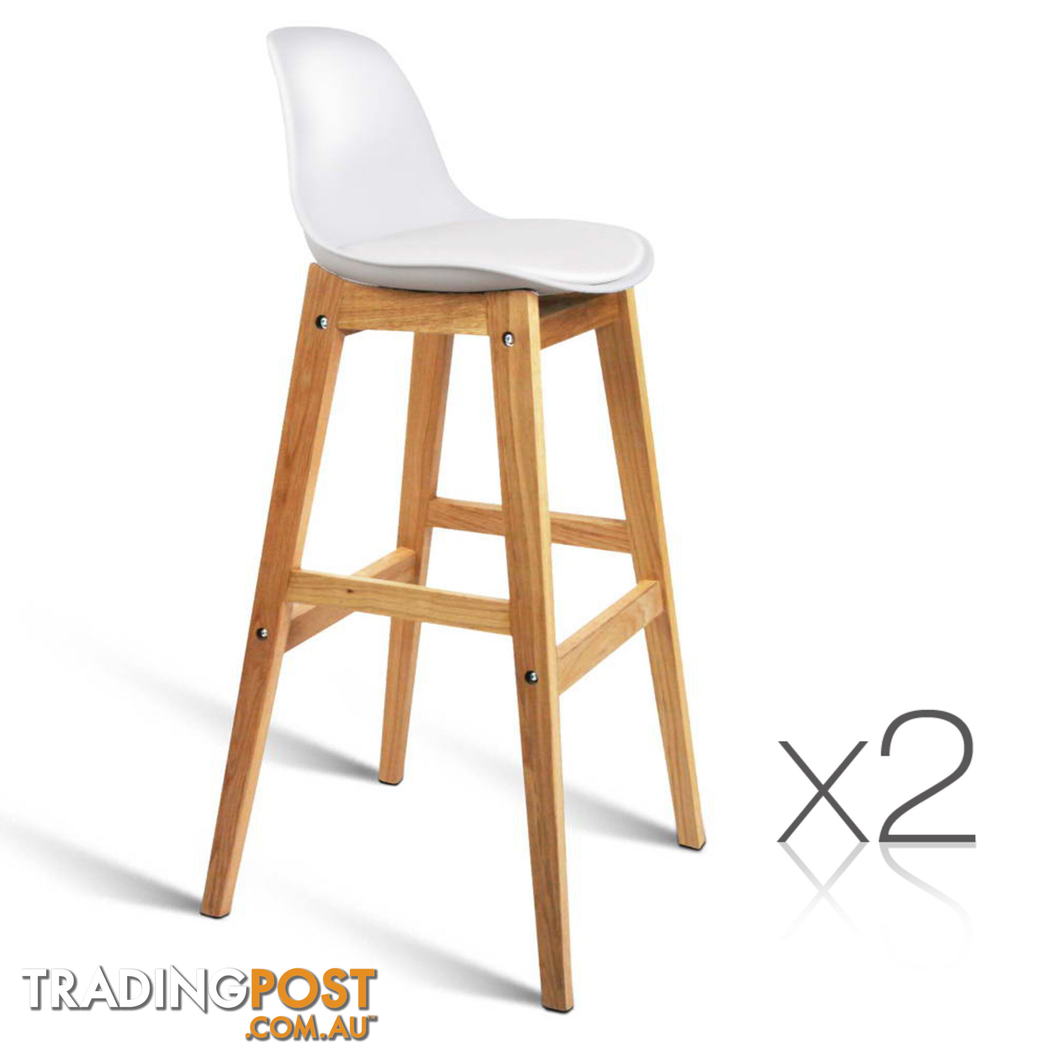 Set of 2 High Seat Back Barstools White