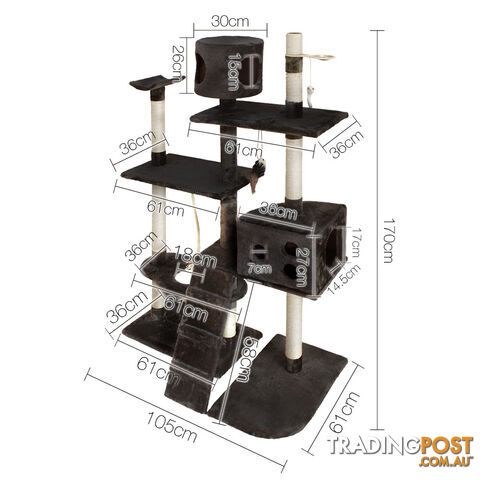 Cat Scratching Poles Post Furniture Tree 170cm Grey - photo 2 of 11