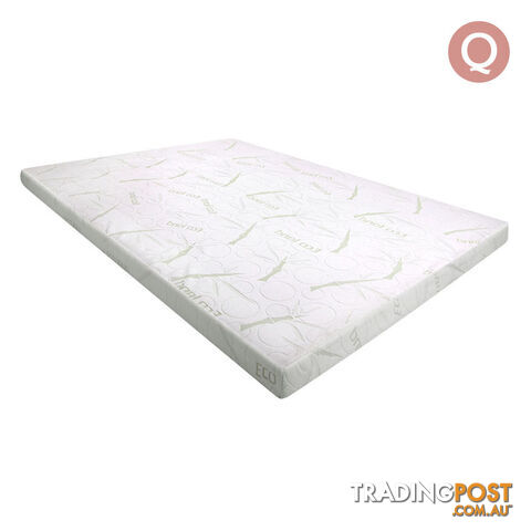 Cool Gel Memory Foam Mattress Topper w/ Bamboo Fabric Cover 8cm Queen