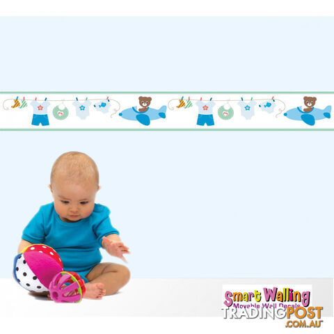 Boy's Blue Bears Wall Border Stickers - Totally Movable