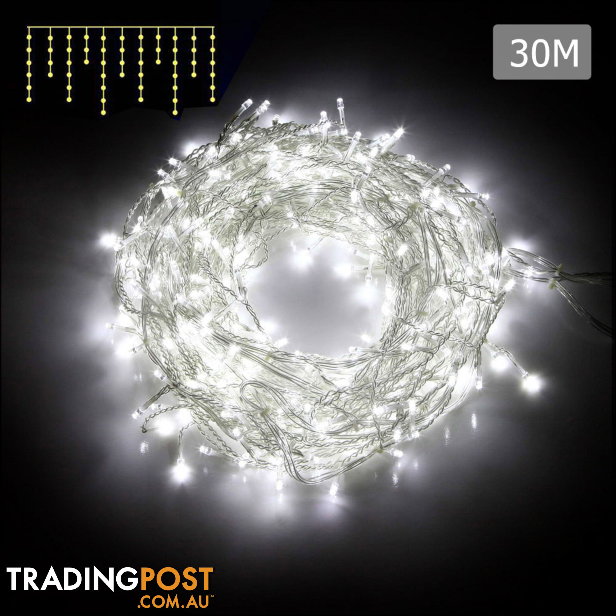 800 LED Christmas Icicle Lights White