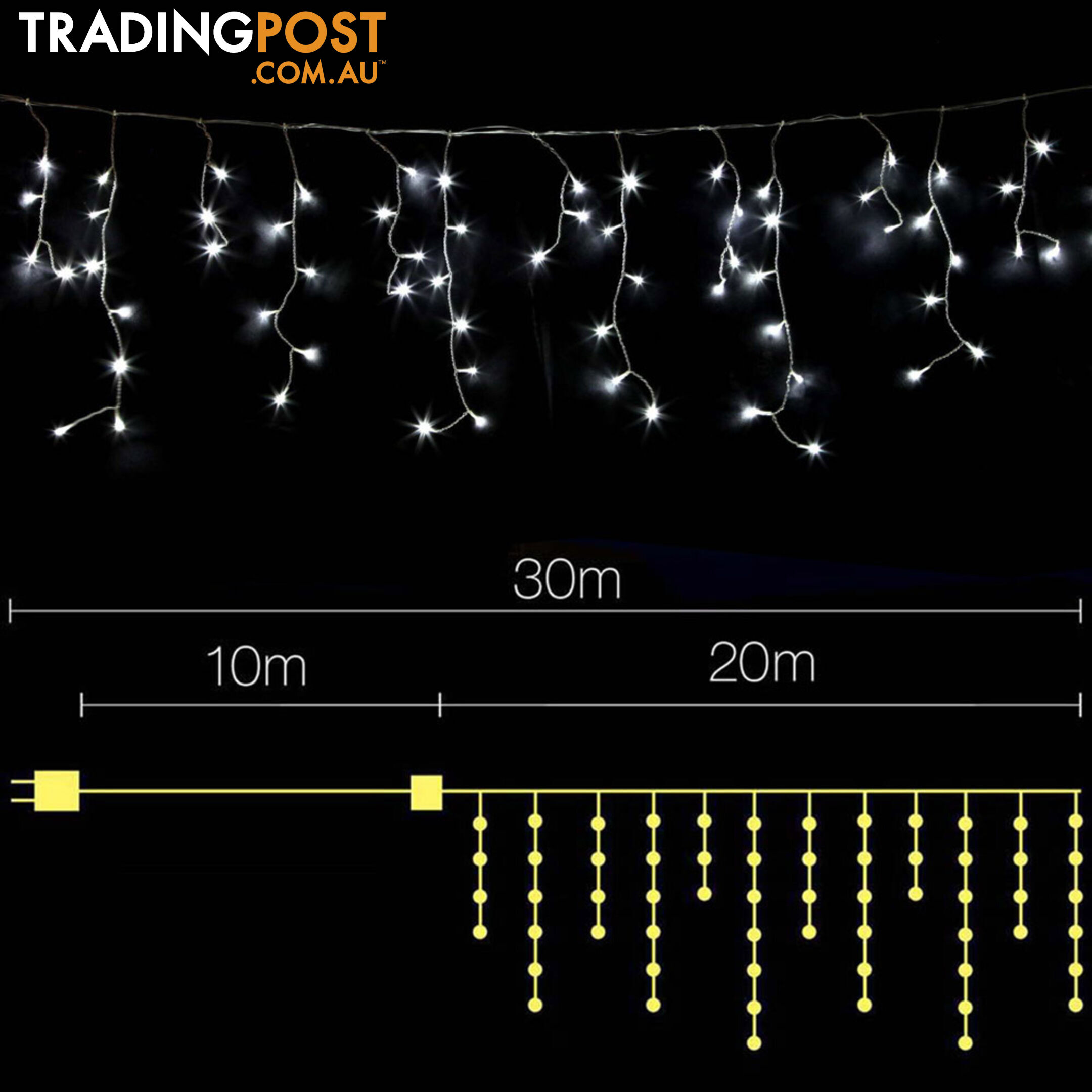 800 LED Christmas Icicle Lights White