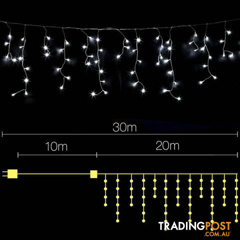 800 LED Christmas Icicle Lights White