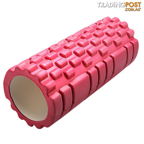 Yoga Gym Pilates EVA Grid Foam Roller Pink 33 x 14cm